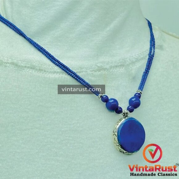 Small Lapis Lazuli Pendant Necklace, Gemstone Jewelry, Lapis Stone Necklace, - Picture 3 of 11